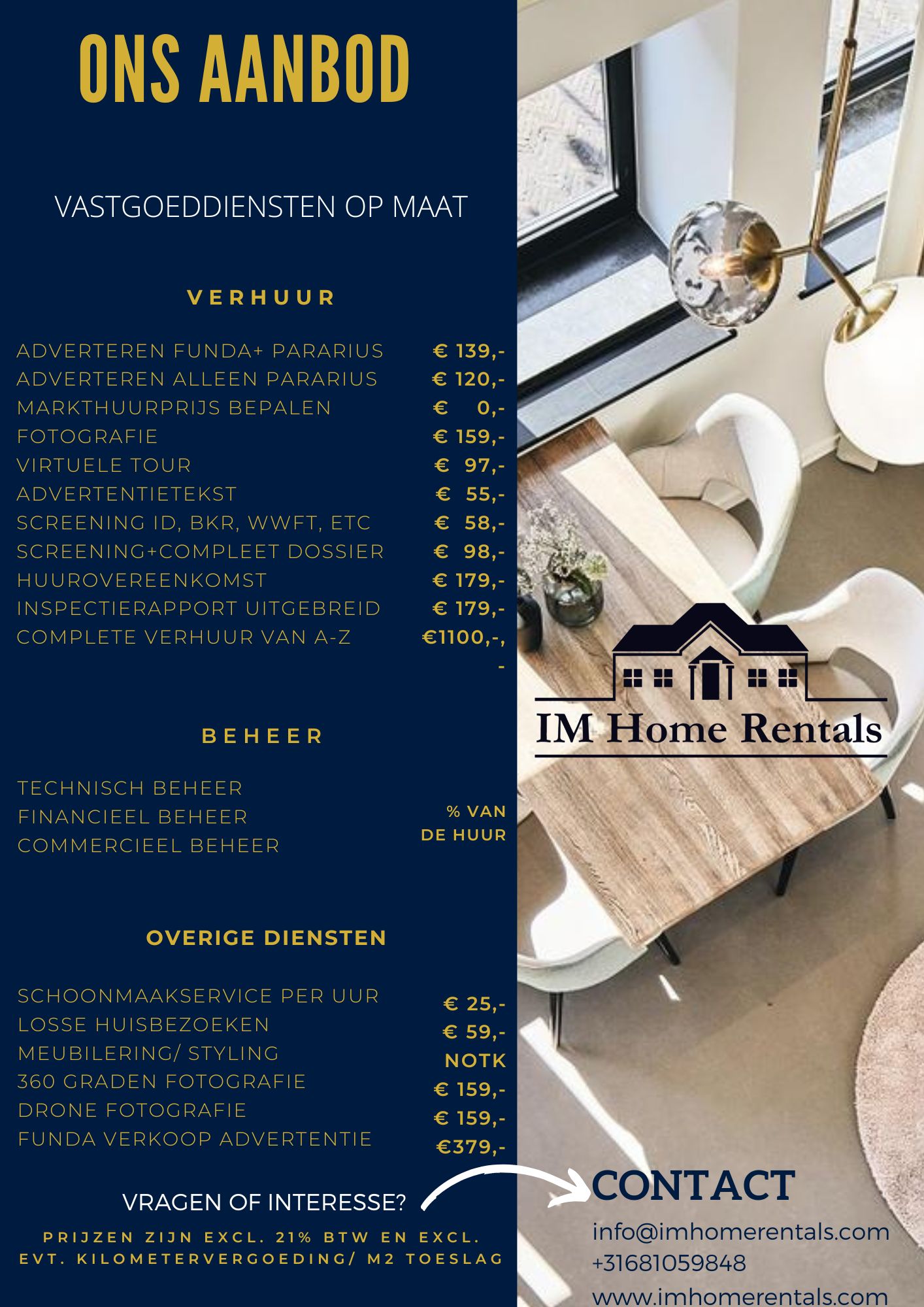 prijzen verhuur woning
